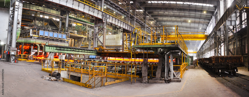 continuous casting machine. Steel production in a hot shop. steel shop continuous casting machine. Steel production in a hot shop. steel shop