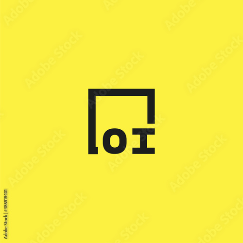 OI initial monogram logo with square style design