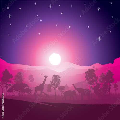 Forest silhouettes vector background  Natural vector illustration.