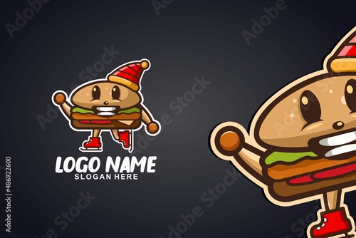 burger ice skating art logo design