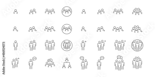 People Icons Line Work Group Team Business Vector
