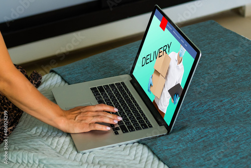 man laptop using , online shopping concept