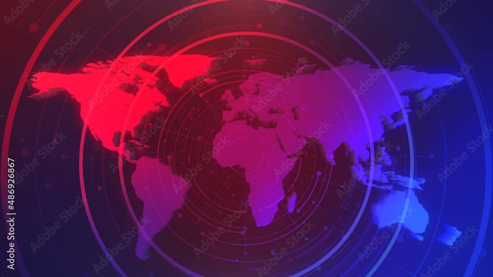 Newsroom with world map and abstract circles, business, corporate and news style background Newsroom with world map and abstract circles, business, corporate and news style background