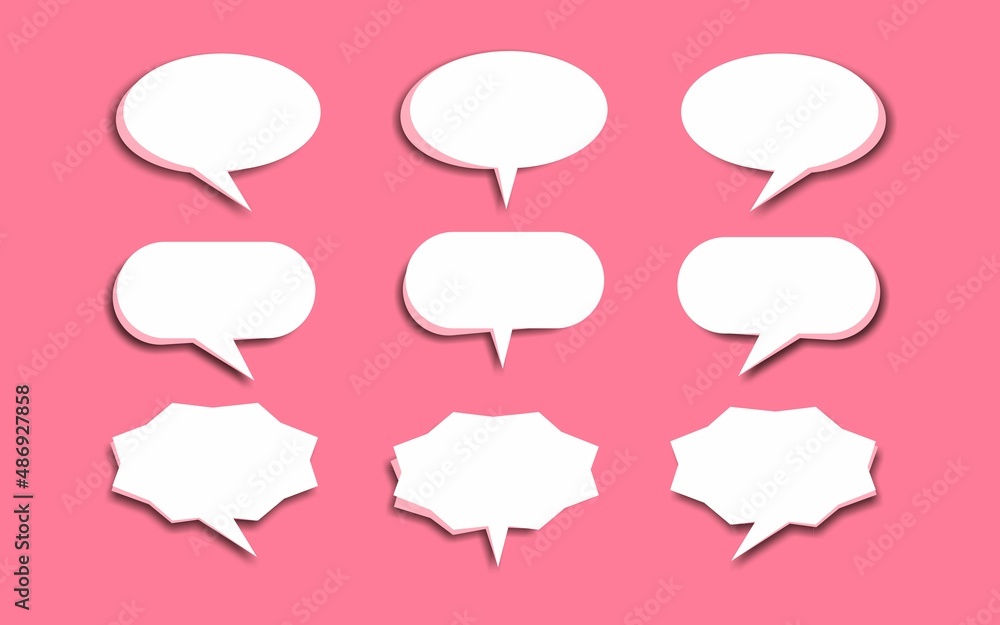 3d pink chat bubble icon collection set