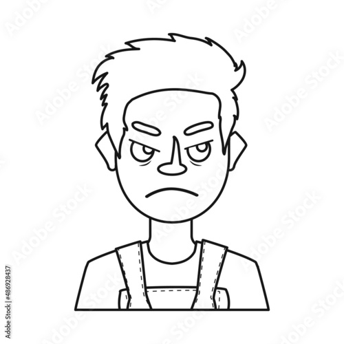 Vector illustration of guy and emotion sign. Set of guy and features stock symbol for web.