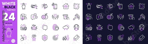 Vip shopping, Wallet and Orange line icons for website, printing. Collection of Inventory cart, Search puzzle, Head icons. Certificate, Snow weather, Communication web elements. Vector