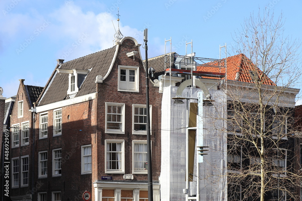 Amsterdam Nieuwmarkt Square Brick House Facades, Netherlands