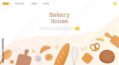 Vector illustration for poster, banner, website and bakery advertisement. Bread, buns, pastry, bakery concept.