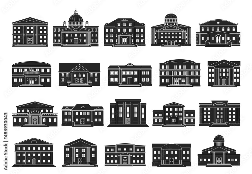 Building of government vector black set icon. Isolated black set icon architecture. Vector illustration building of government on white background .