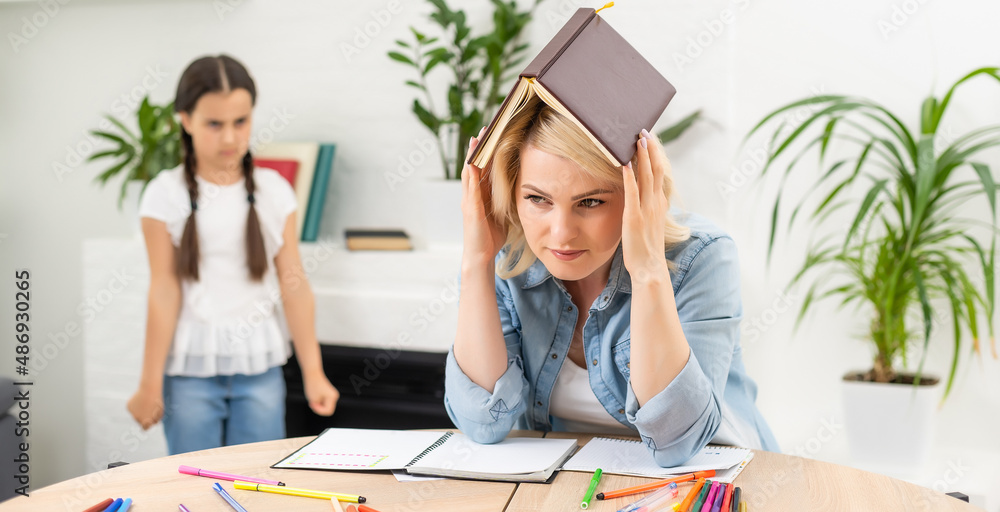 mother daughter study together at home mother daughter study together at home