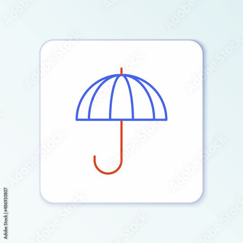 Line Classic elegant opened umbrella icon isolated on white background. Rain protection symbol. Colorful outline concept. Vector