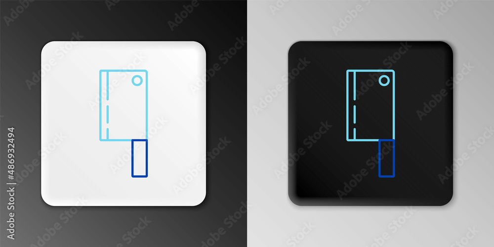 Line Meat chopper icon isolated on grey background. Kitchen knife for meat. Butcher knife. Happy Halloween party. Colorful outline concept. Vector Line Meat chopper icon isolated on grey background. Kitchen knife for meat. Butcher knife. Happy Halloween party. Colorful outline concept. Vector
