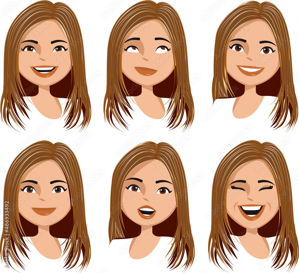 Young woman wearing a variety of facial expressions Young woman wearing a variety of facial expressions