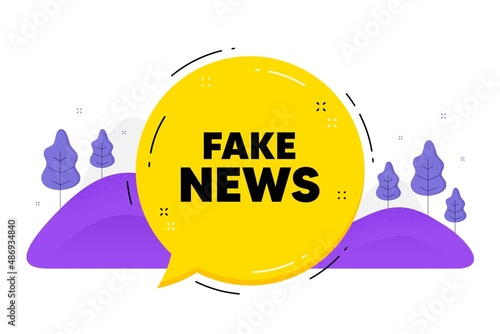 Fake news text. Speech bubble chat balloon. Media newspaper sign. Daily information symbol. Talk fake news message. Voice dialogue cloud. Vector