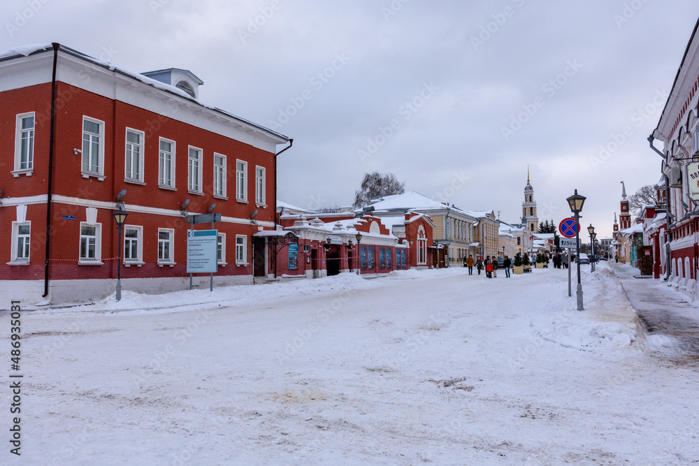 Naklejka premium view of Lazhechnikova street in the city of Kolomna