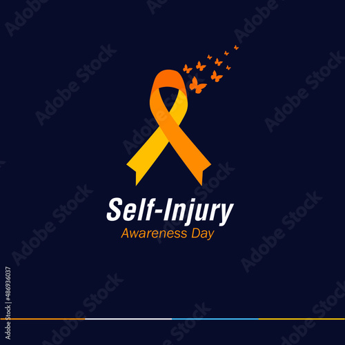 Self-Injury or Self-harm Awareness Day. March 1. Holiday concept. Template for background, banner, card, poster. Vector illustration.