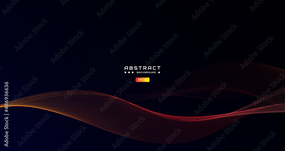 abstract blue orange gradient wavy background with line wave Stock ...