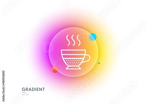Cafe creme icon. Gradient blur button with glassmorphism. Hot drink sign. Beverage symbol. Transparent glass design. Cafe creme line icon. Vector