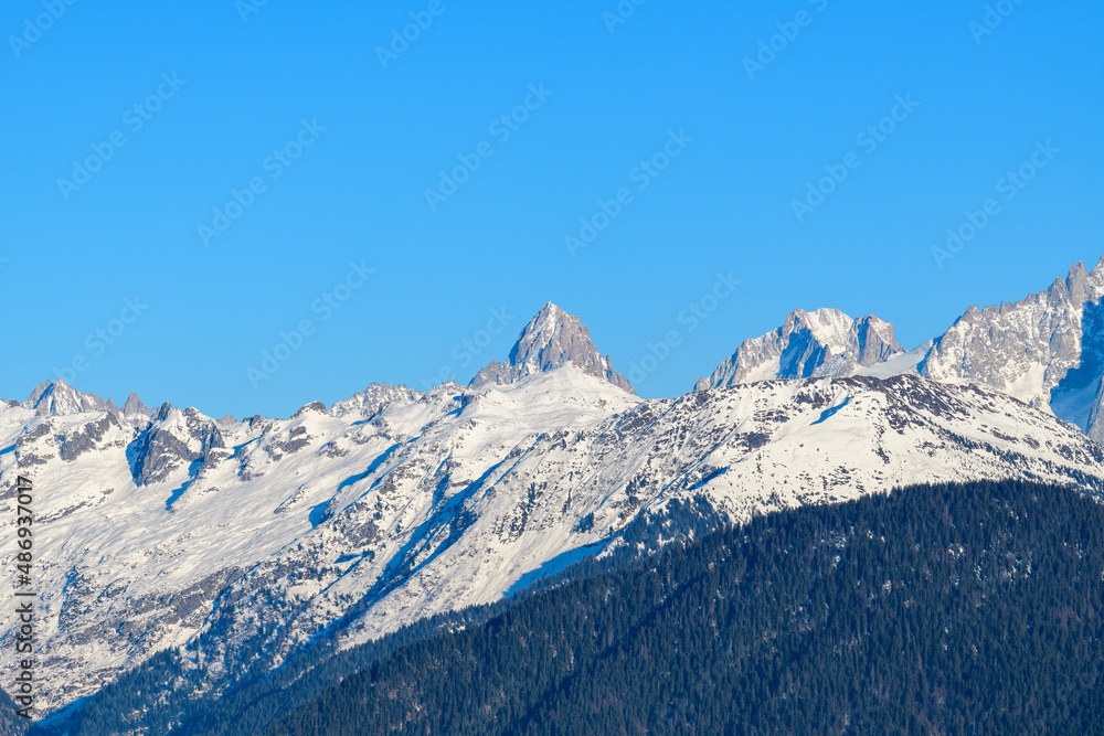 Obraz premium Aiguille du Chardonnet in Europe, France, Rhone Alpes, Savoie, Alps, in winter on a sunny day.