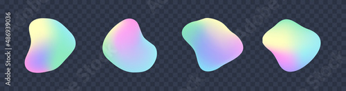 Holographic organic shapes isolated on dark.