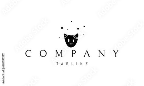 Vector logo on which an abstract image of a strange cat.