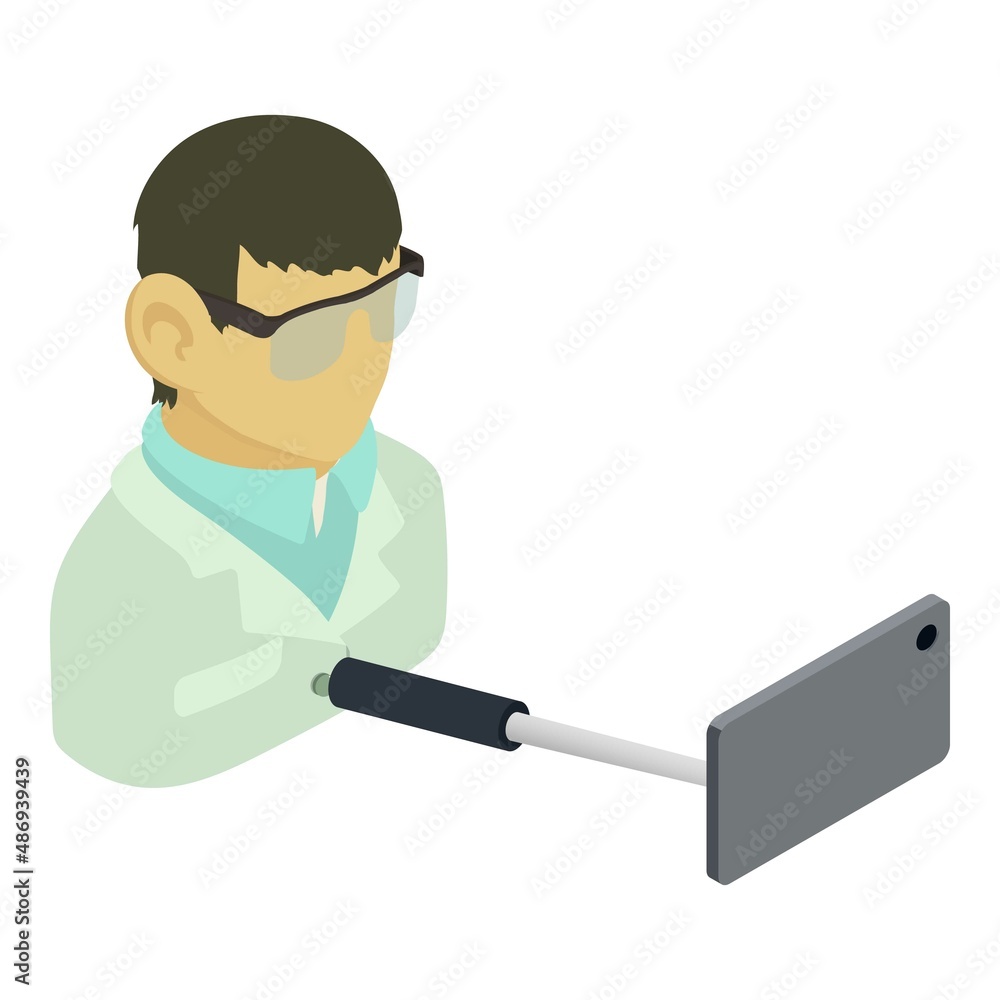 Student selfie icon isometric vector. Boy taking selfie photo on smartphone icon. Lifestyle, photo, online, modern technology Student selfie icon isometric vector. Boy taking selfie photo on smartphone icon. Lifestyle, photo, online, modern technology