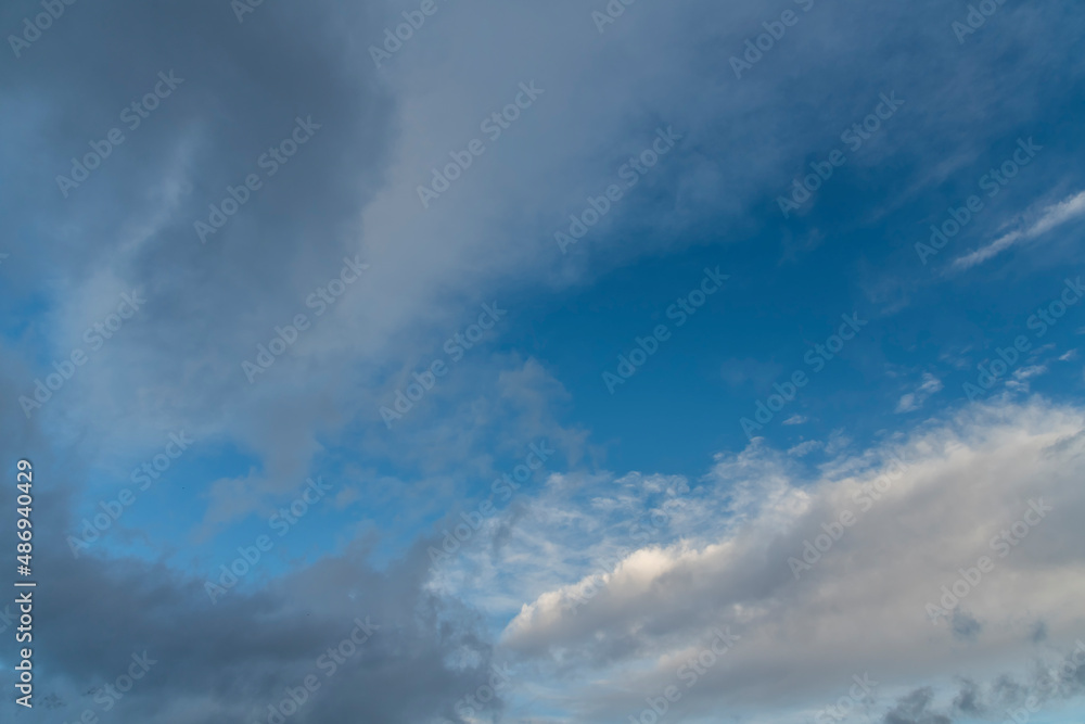 Beautiful sunrise sky with clouds. Sky background.