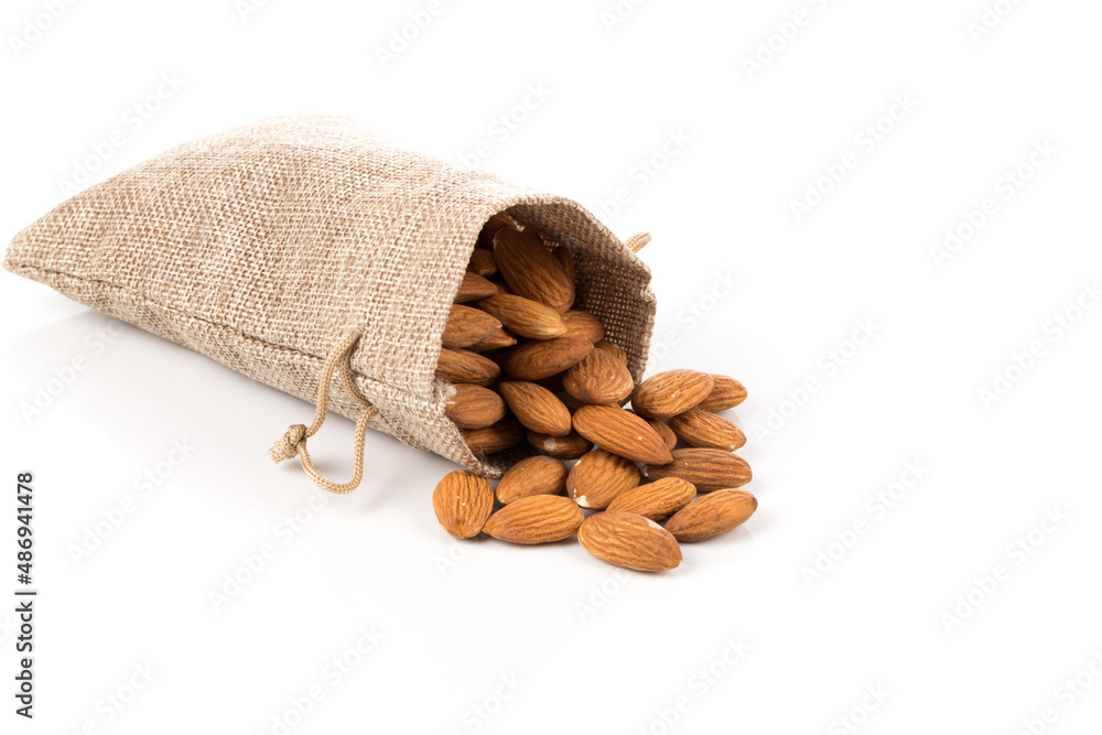 Almonds on a white background Almonds on a white background