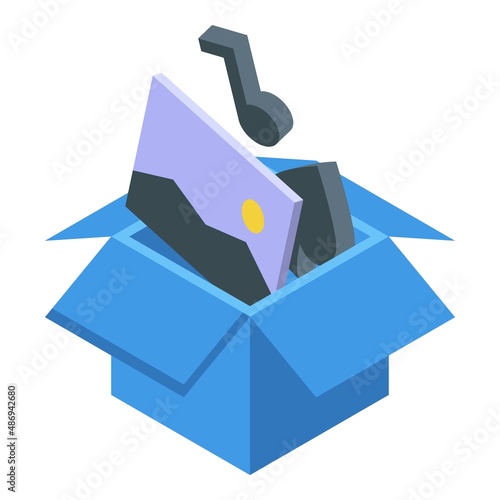 Box client icon isometric vector. Know document. Identity process