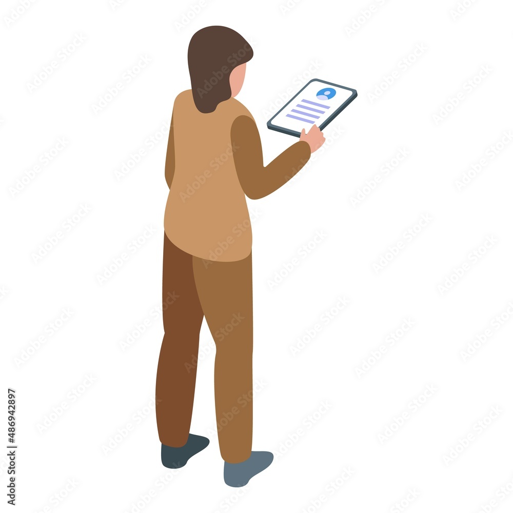 Manager client know icon isometric vector. Customer document. Process trust Manager client know icon isometric vector. Customer document. Process trust