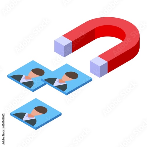 Client magnet icon isometric vector. Customer know. Review form
