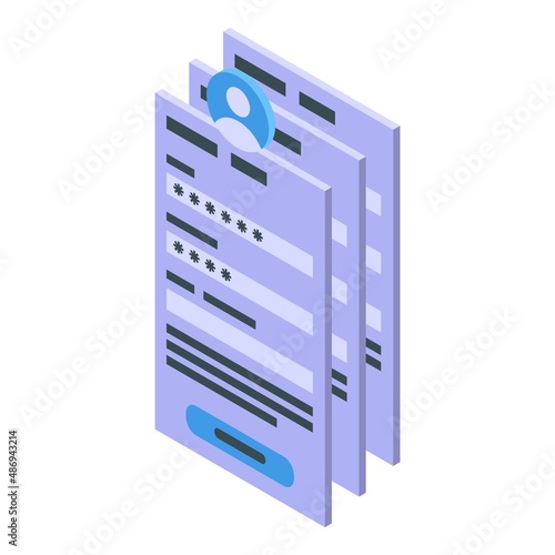 Know your client icon isometric vector. Customer document. Process bank