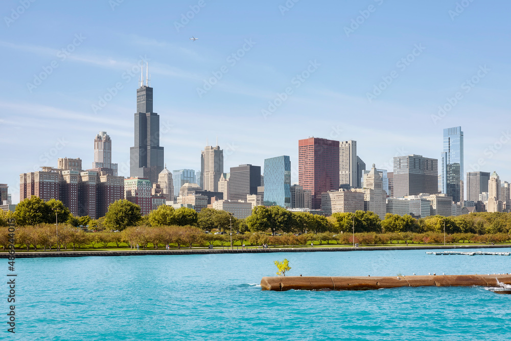 Chicago scenic panorama on a sunny day, USA.