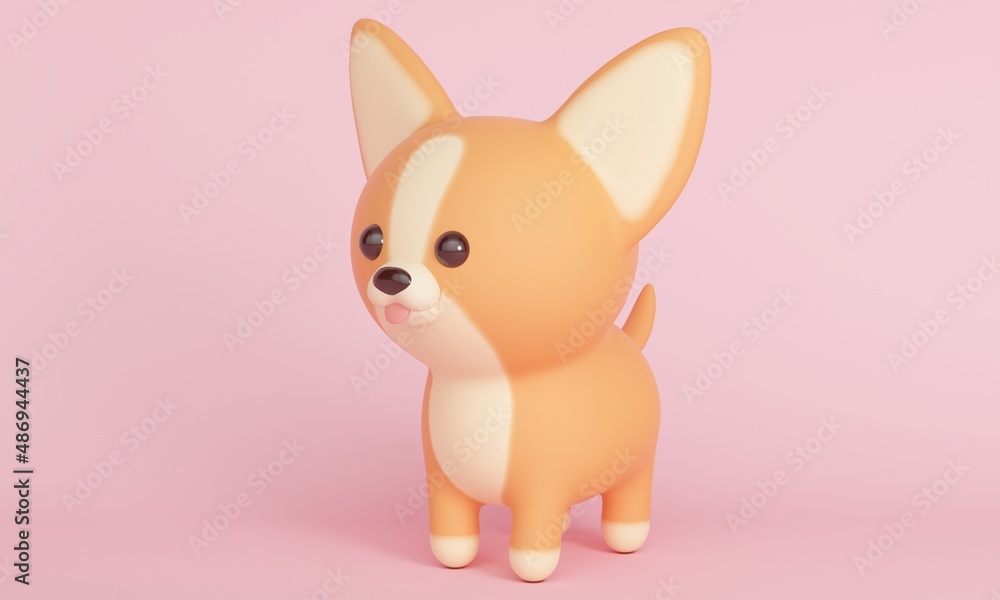 Cute chihuahua dog on pink background. 3d rendering Cute chihuahua dog on pink background. 3d rendering