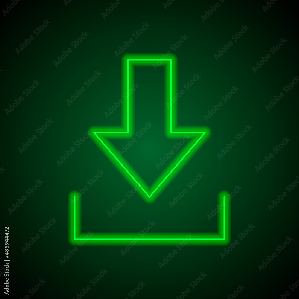Download simple icon, vector. Flat desing. Green neon on black background with green light.ai Download simple icon, vector. Flat desing. Green neon on black background with green light.ai