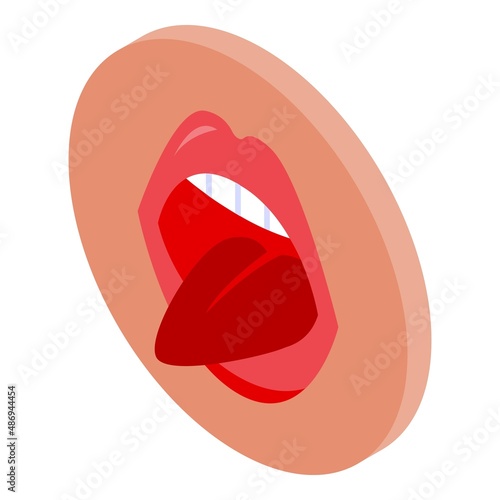 Tongue articulation icon isometric vector. Mouth speech. Sound pronunciation