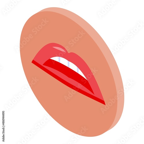 Mouth speech icon isometric vector. Articulation sound. Lip kid