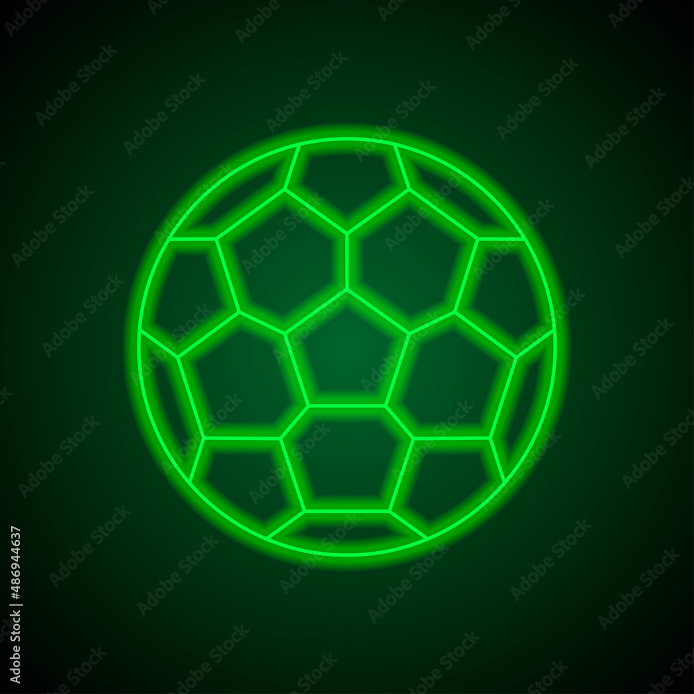Football simple icon vector. Flat desing. Green neon on black background with green light.ai