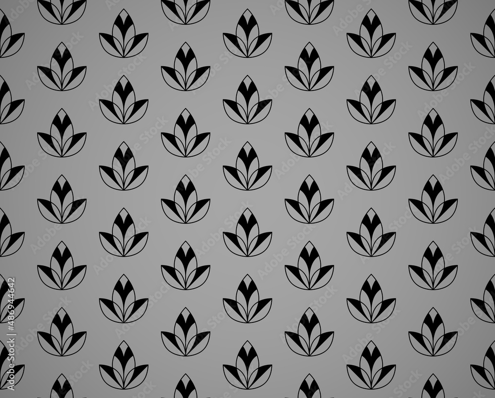 Flower geometric pattern. Seamless vector background. Black and gray ornament Flower geometric pattern. Seamless vector background. Black and gray ornament