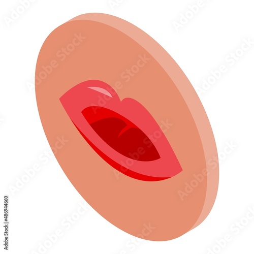 Lip articulation icon isometric vector. Mouth speech. Sound comic