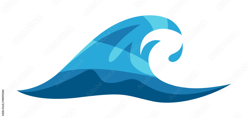 Blue ocean wave with drop. Stylized illustration. Blue ocean wave with drop. Stylized illustration.