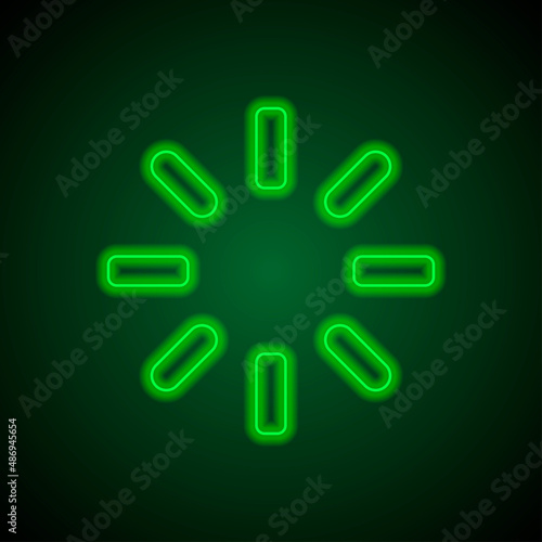 Loading simple icon vector. Flat desing. Green neon on black background with green light.ai