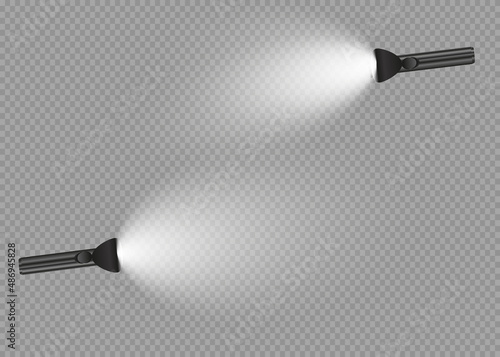 flashlight on a transparent background. Shine.lighting the space.metal