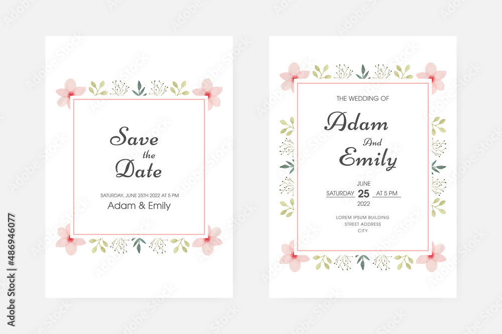 Romantic watercolor wedding invitation Romantic watercolor wedding invitation