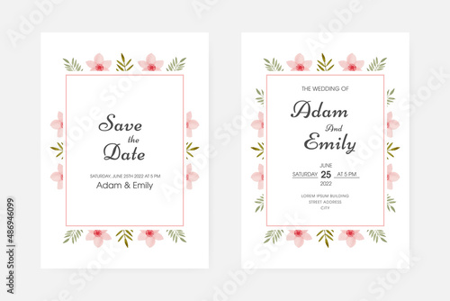 Romantic watercolor wedding invitation