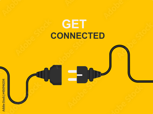 Electric Plug connect concept socket. Get connected or disconnect vector power plug cable illustration.