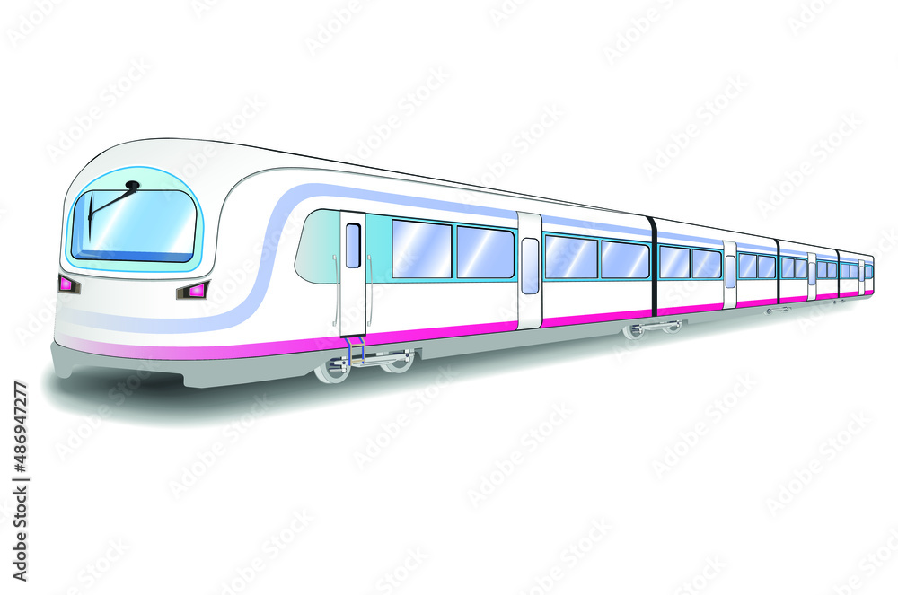 Modern fast speed train, Stock vector design. EPS 10. travel  illustration of electric transport ,white background, can be used as poster, background, title picture