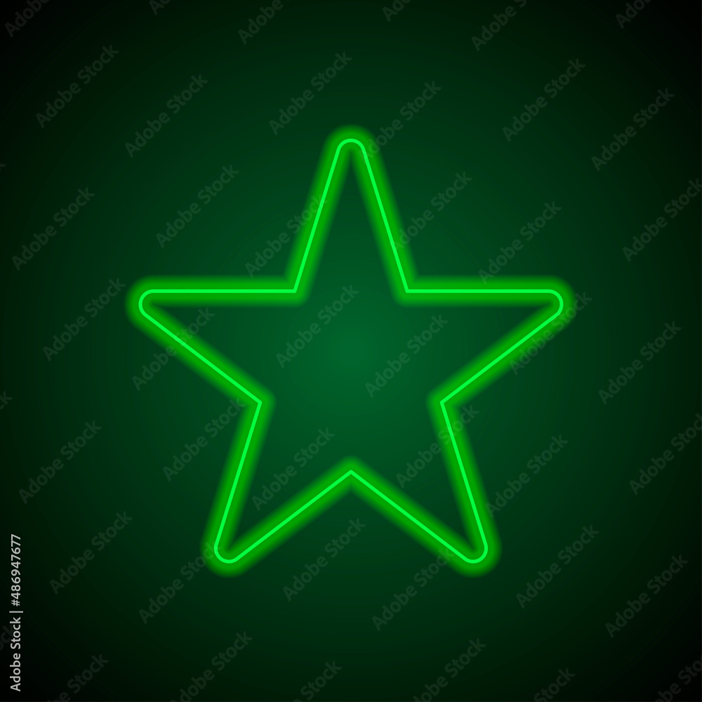 Star simple icon vector. Flat desing. Green neon on black background with green light.ai Star simple icon vector. Flat desing. Green neon on black background with green light.ai