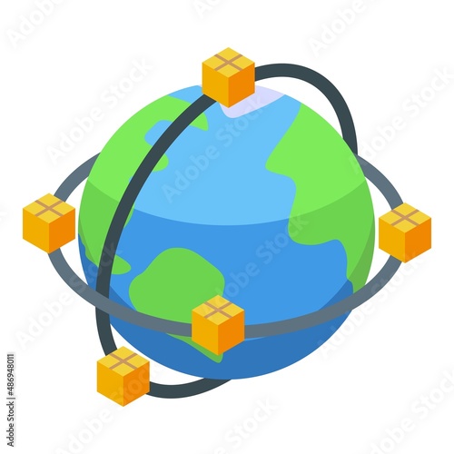 Global parcel delivery icon isometric vector. Fast order. Quick shipment