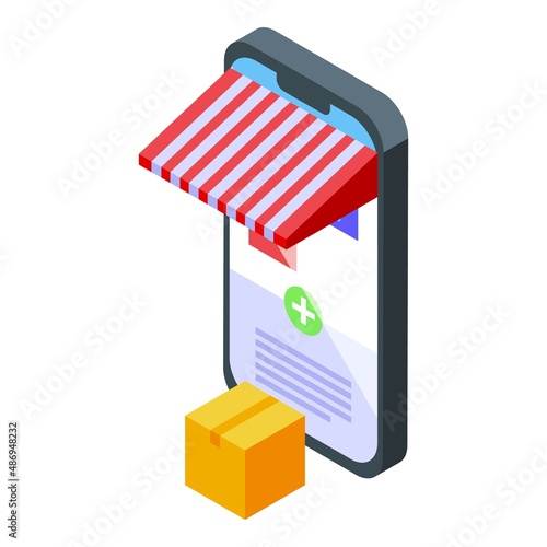 Online shop delivery icon isometric vector. Fast speed. Cargo ship
